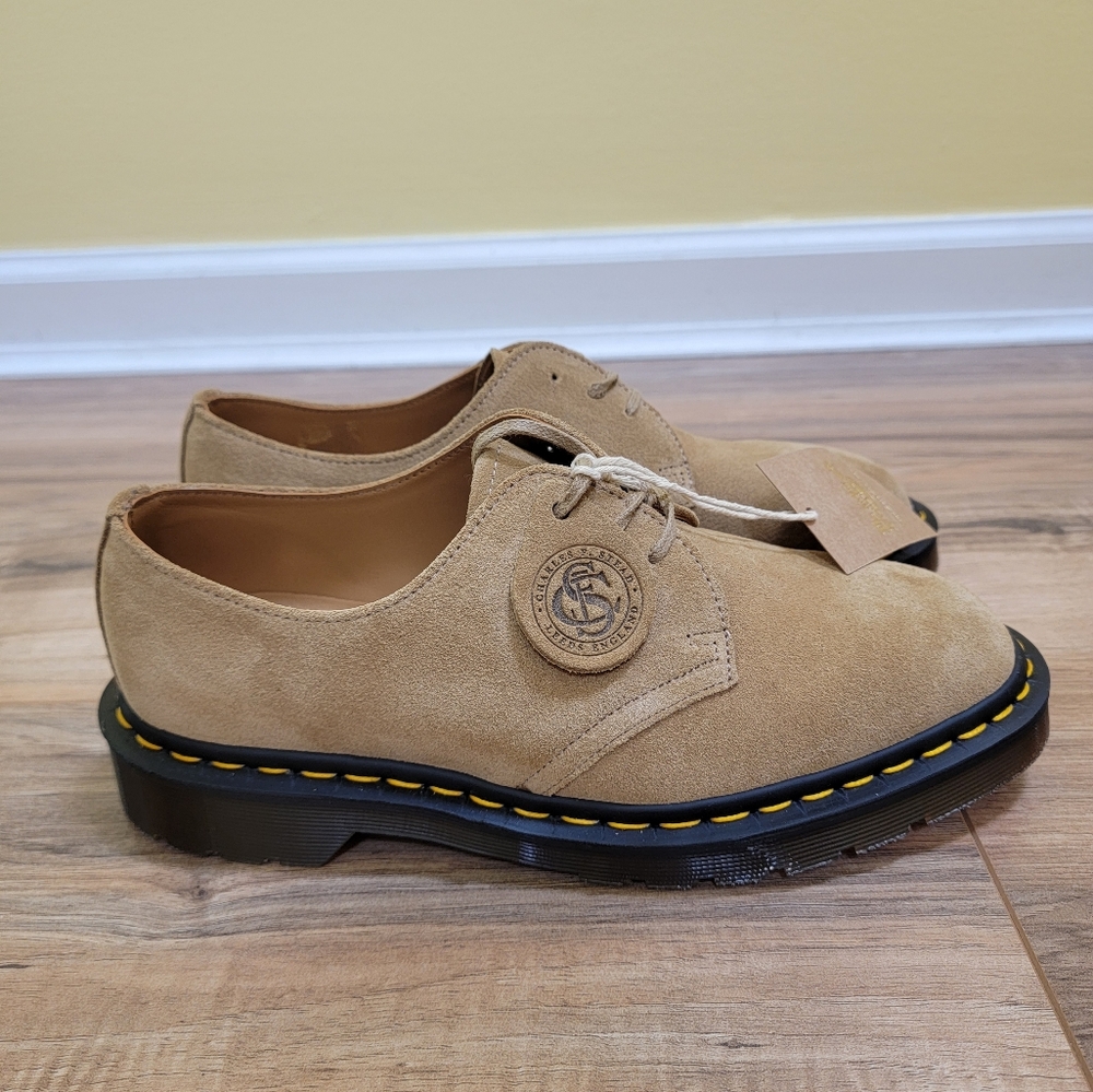 Dr. Martens 1461 MADE IN ENGLAND BUCK SUEDE ALMOND BEIGE MEN SHOES,US 7 - Picture 5 of 15